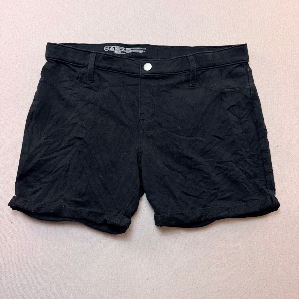 Wonder Nation Shorts Girls XL 14-16 Black Good Stretch Denim Cuffed 16614